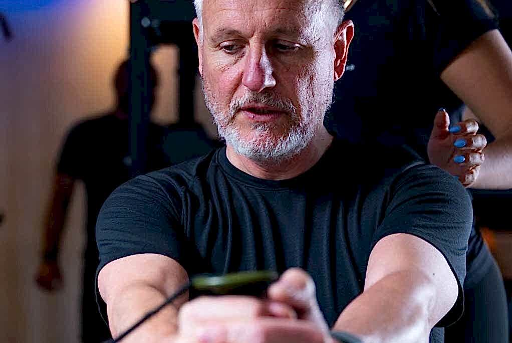 Steve training with the cable